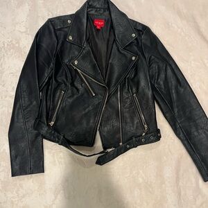 Guess Black Leather Biker Jacket